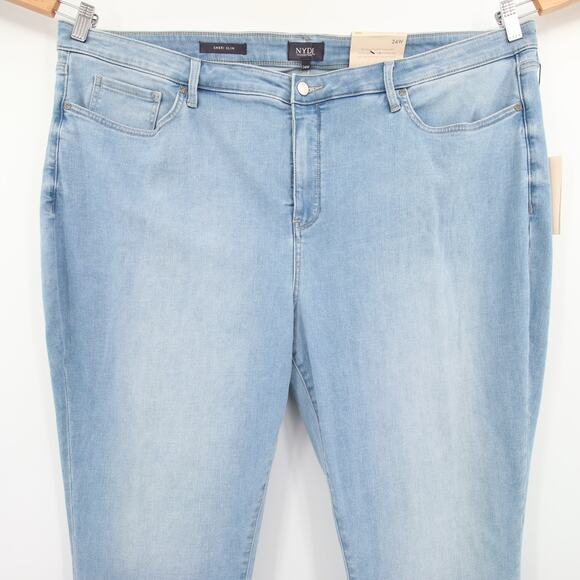 NYDJ Jeans Blue Light Wash Sheri Slim Ankle Cuff High Waist Tummy Control 24W - Picture 3 of 16